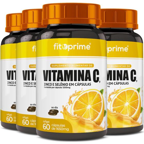 Imagem de 4 Vitamina C 1000Mg + Zinco E Selênio 60 Cápsulas Fitoprime