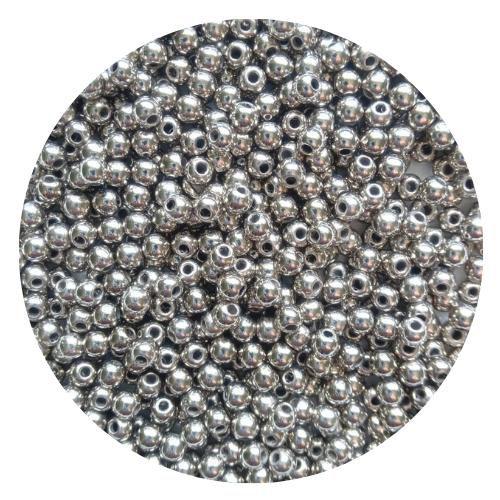 Imagem de 400 pçs miçanga bola lisa prata 4mm p/ bijuterias, colares e pulseiras
