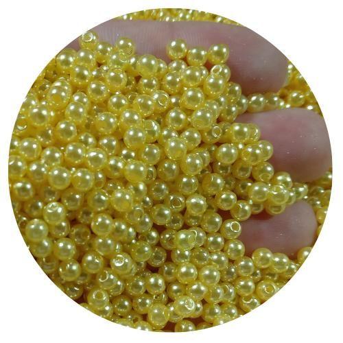 Imagem de 400 pçs pérola bola lisa 4mm amarelo  p/ bijuterias, colares, pulseiras e artesanatos em geral