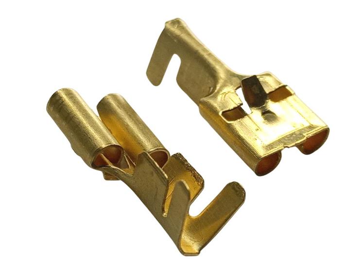 Imagem de 400 Terminais Encaixe Femea 6,3mm com trava Latão Resistente Reforçado proprio para ligaçoes