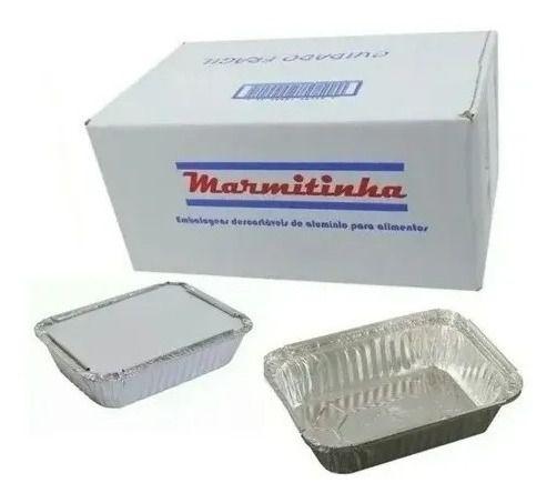 Imagem de 400un Bandeja Marmita Fit Alumínio 500ml C/ Tampa M120 Mello