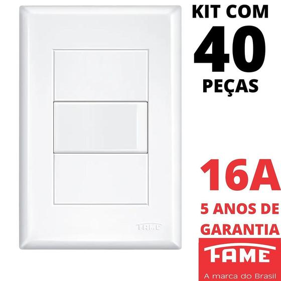 Imagem de 40un Interruptor Paralelo Three Way 16A Com Placa Evidence FAME