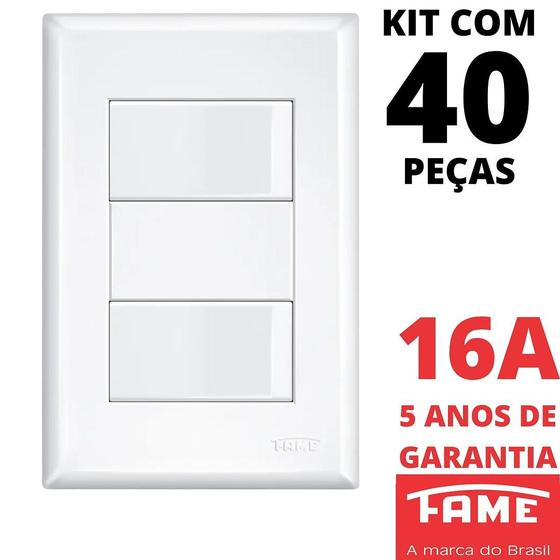 Imagem de 40un Interruptor Simples 2 Teclas 16A Com Placa 4x2 Evidence FAME