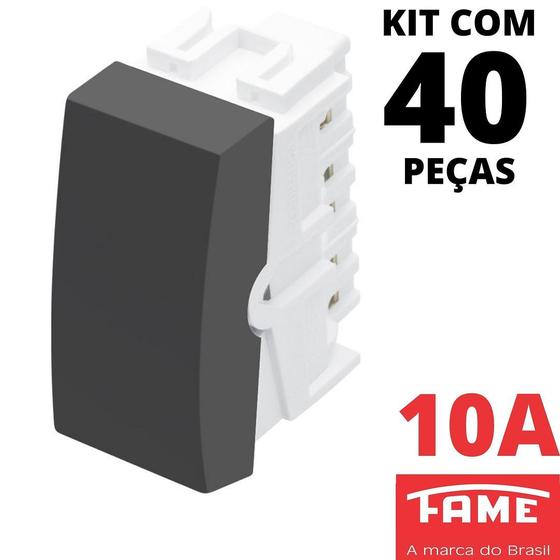 Imagem de 40un Módulo Interruptor Paralelo Three Way 10A Habitat Black FAME