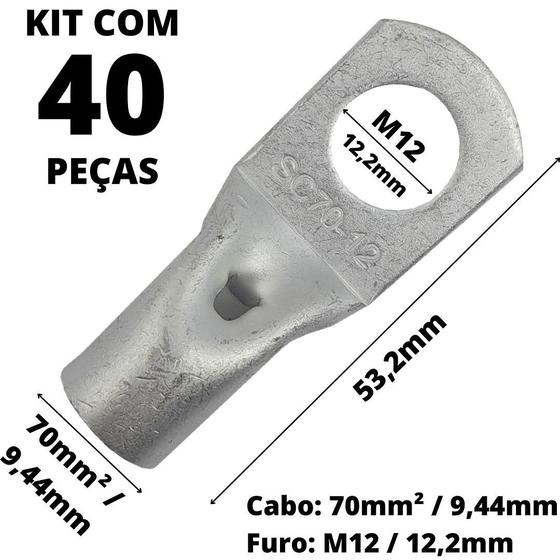 Imagem de 40un Terminal de Compressão Para Cabo de 70mm² Furo M12 SC70-12