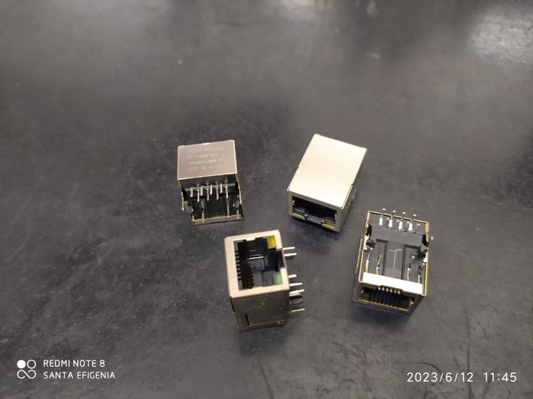 Imagem de 40x Conector Rj45 Blindado Com Led Femea 90 Pulsejack