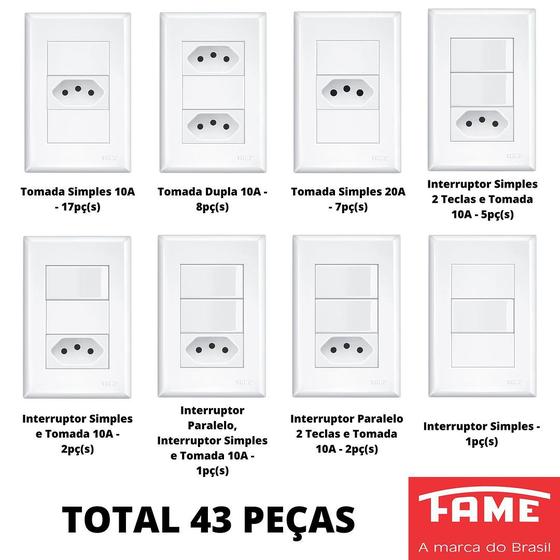 Imagem de 43un Tomada Interruptor Com Placa 4x2 Evidence FAME