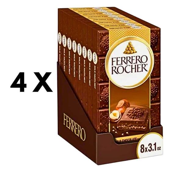 Imagem de 4cxs Barra De Chocolate Ao Leite FERRERO ROCHER 90g- 32un