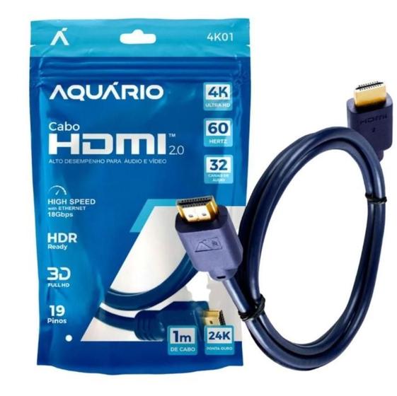 Imagem de 4K01 Cabo Hdmi 2.0 4K 3D 19Pinos 1Metro