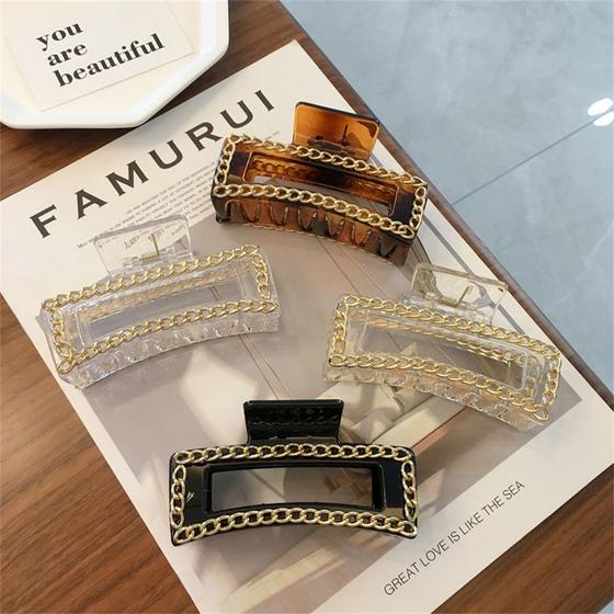 Imagem de 4pcs Acetate Plate Hair Clip, Low-key Luxury Fashion Classic