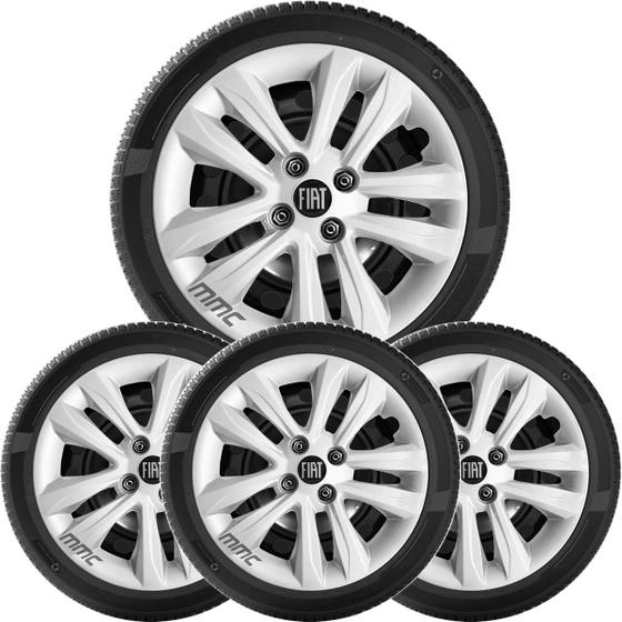 4un Calota ARGO CRONOS Aro 15 Prata com Logo 192cp - Grid Imagem de 4un Calota ARGO CRONOS Aro 15 Prata com Logo 192cp