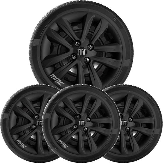 Imagem de 4Un Calota Argo Cronos Aro 15 Preto Fosco Com Logo 192Cp