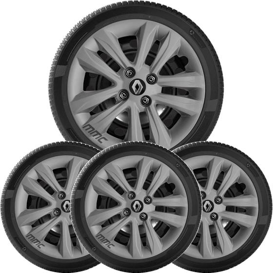 Imagem de 4un Calota SANDERO LOGAN CLIO Aro 14 Grafite com Logo 191cb