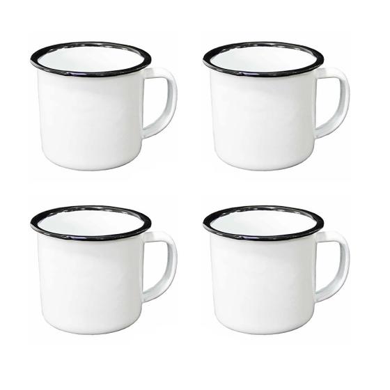 Imagem de 4un caneca esmaltada roça branca rústico 300ml