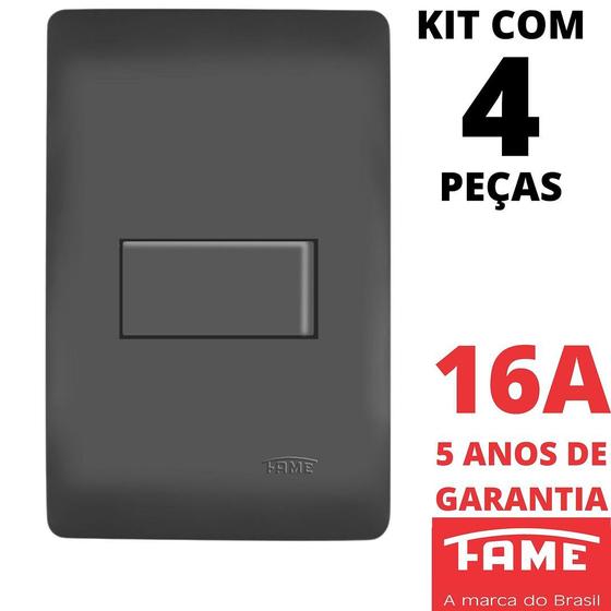 Imagem de 4un Interruptor Intermediário Four Way 16A Com Placa Habitat Black FAME