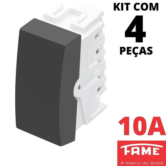 Imagem de 4un Módulo Interruptor Paralelo Three Way 10A Habitat Black FAME