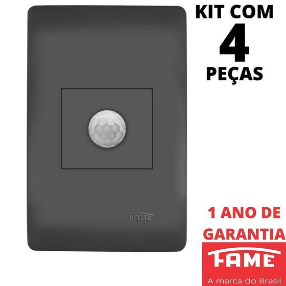 Imagem de 4un Sensor de Presença Bivolt Com Placa Habitat Black FAME