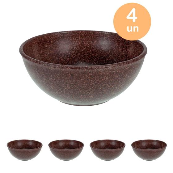 Imagem de 4un TIGELA 500ml BOWL CUMBUCA VASILHA CALDO MARROM ESCURO