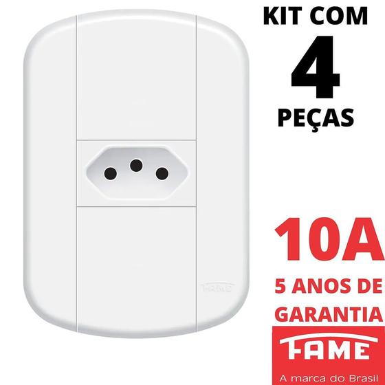 Imagem de 4un Tomada Padrão 2P+T 10A Com Placa Blanc Mais FAME