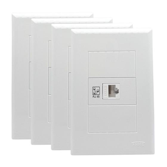 Imagem de 4un Tomada Rede RJ45 CAT 5E 8V Com Placa Evidence FAME