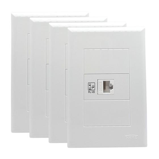 Imagem de 4un Tomada Rede RJ45 CAT 6E 8V Com Placa Evidence FAME