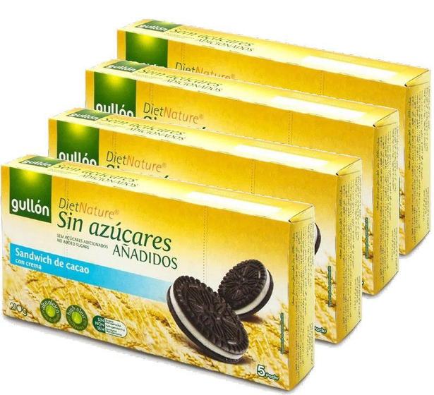 Imagem de 4x Biscoito GULLON Zero Açucar Sandwich Cacao 210g