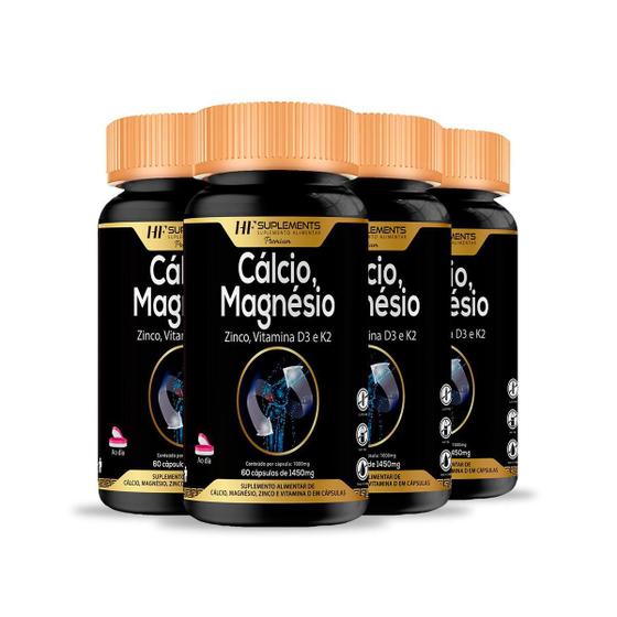 Imagem de 4X Calcio Magnesio Zinco Vitamina D 60Caps Hf Suplementos