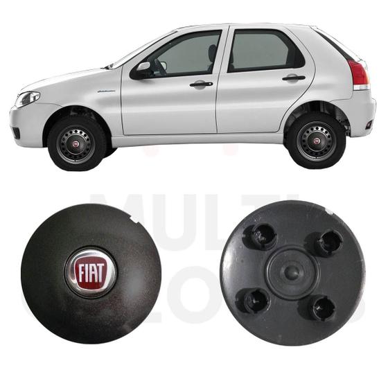 Imagem de 4x Calota Centro Roda Ferro Aro 14 Fiat Palio Coquinho Preto