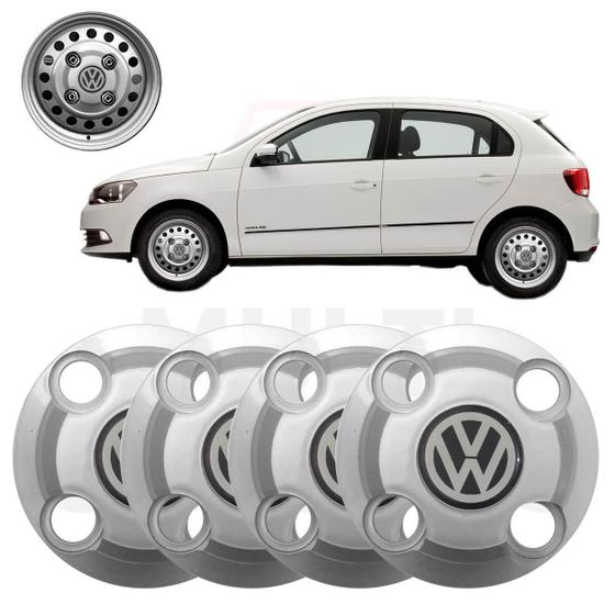 Imagem de 4X Calota Centro Roda Vw Gol G4 G5 G6 G7 2006 A 2022 Prata