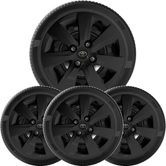 Imagem de 4X Calota Etios Hatch Sedan Aro 14 Preto Com Emblema 1301