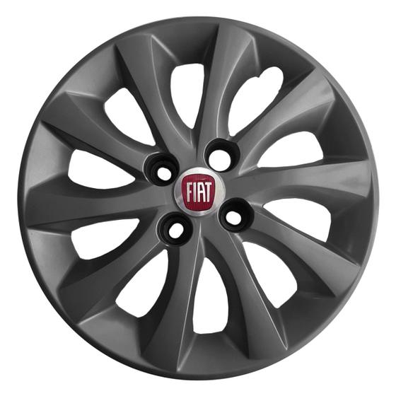 Imagem de 4x Calota Fiat Aro 15 Grafite Emblema Original 225cp