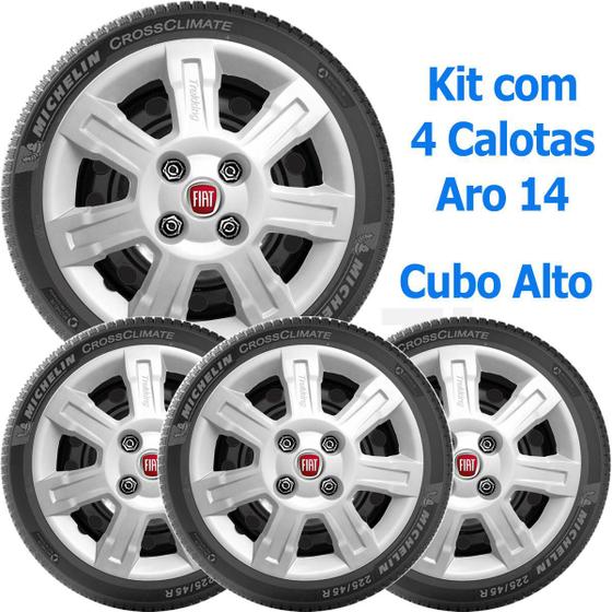 Imagem de 4x Calota FIAT PALIO ADVENTURE STRADA Aro 14 Cubo Alto 166ca