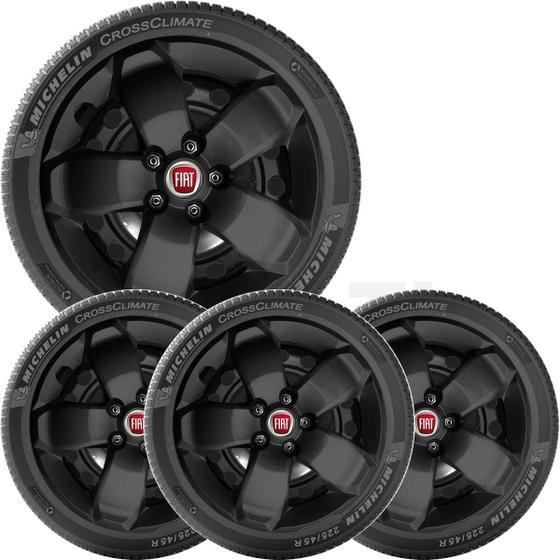 Imagem de 4x Calota FIAT TORO 2017 a 2020  Aro 16 Preto Emblema 301cp