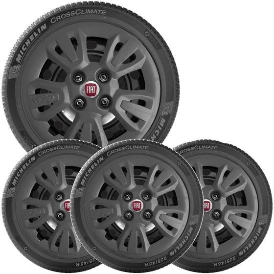 Imagem de 4X Calota Fiat Uno Way Aro 14 Grafite Emblema 079Cb