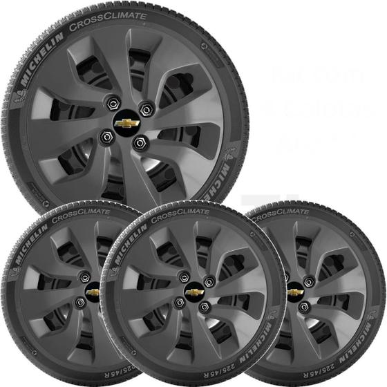 Imagem de 4X Calota Gm Onix Aro 14 Grafite Emblema 373Cb