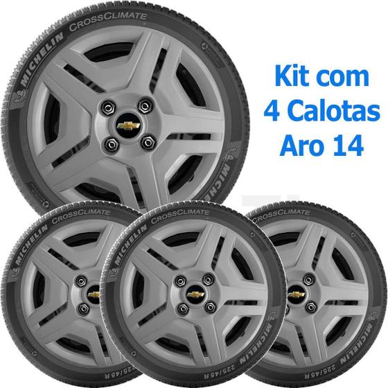 Imagem de 4X Calota Gm Onix Prisma Aro 14 Grafite Emb 194Cb