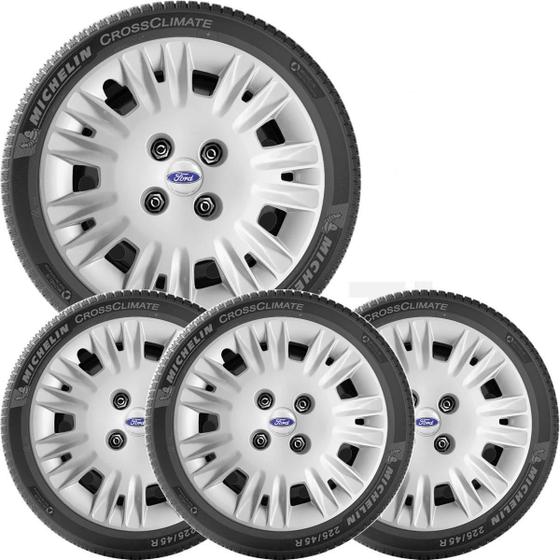 Imagem de 4X Calota New Fiesta Hatch Sedan Aro 15 Com Emblema 123Cp