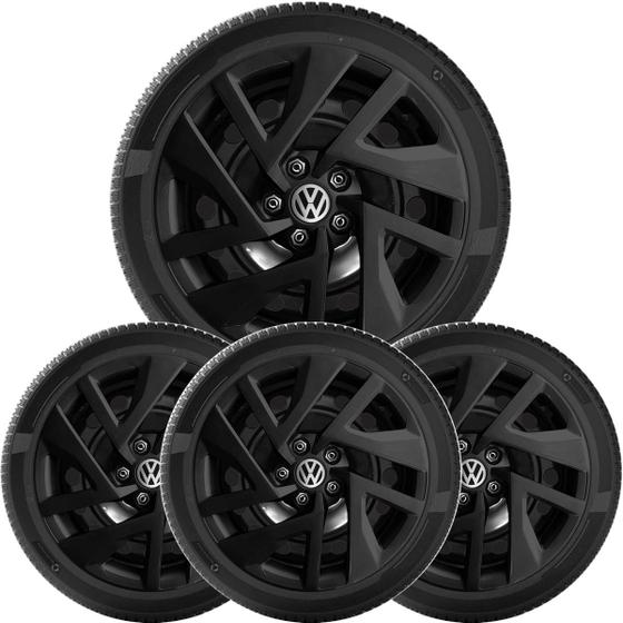 Imagem de 4x Calota NOVO VIRTUS 2023 Aro 15 Preto Logo Aluminio 197cp