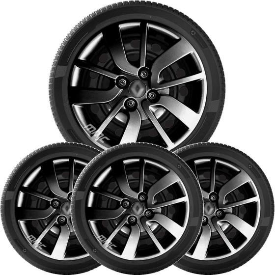 Imagem de 4X Calota Sandero Logan Aro 15 Black Com Logo Relevo 6005