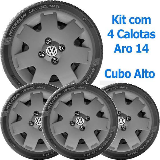 Imagem de 4X Calota Vw Gol Parati G3 G4 Aro 14 Cubo Alto Grafite 061Ca