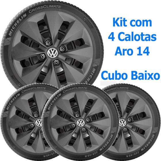 Imagem de 4x Calota VW GOL VOYAGE 12 a 20 Aro 14 Grafite Emblema 112cb