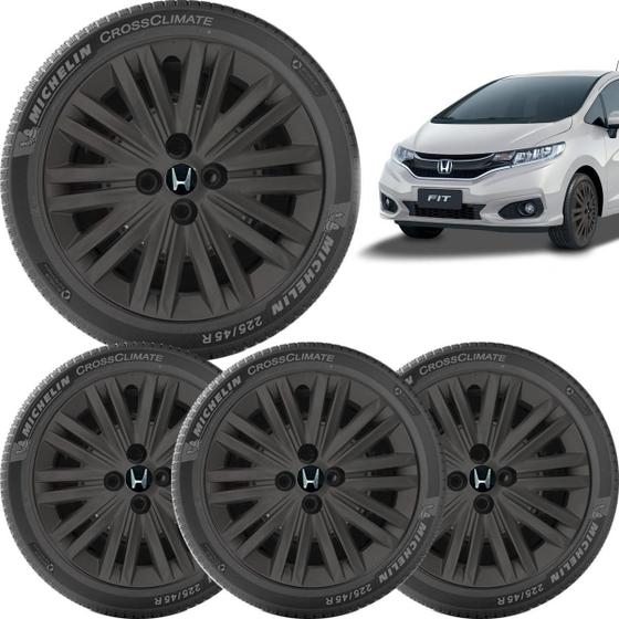 Imagem de 4X Calotas Honda Fit E Civic Todos Preto 208B1