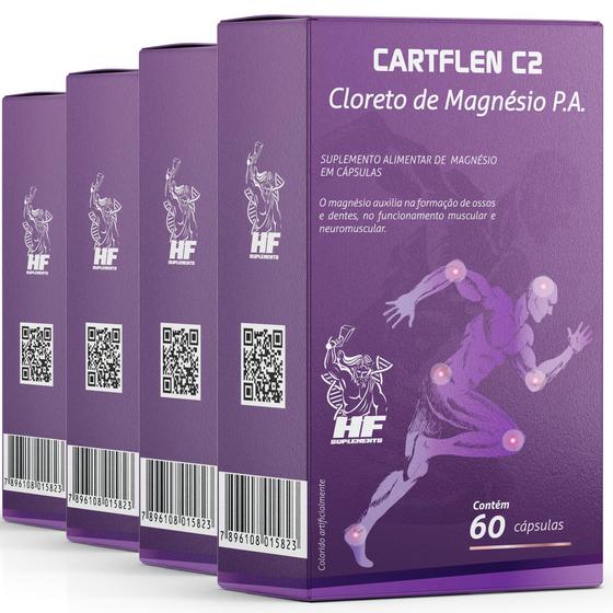 Imagem de 4X Cartflen C2 Cloreto De Magnesio Pa 60 Caps Hf Suplementos