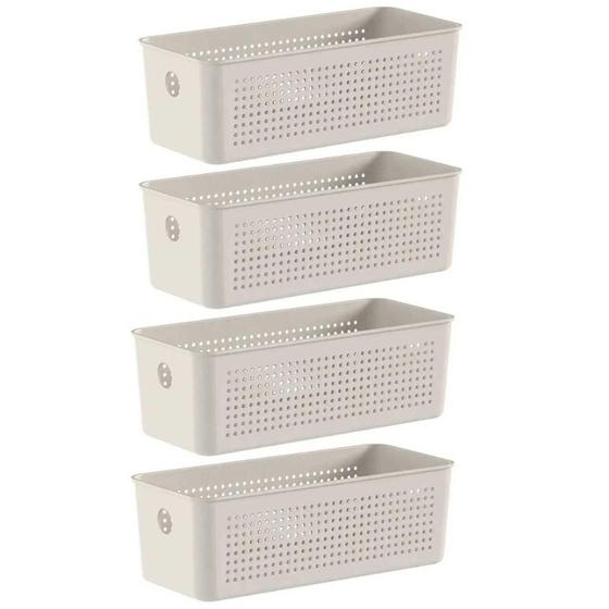 Imagem de 4x Cesto Caixa 3L Organizador OU Flow Bege 9cm x 12cm x 27cm