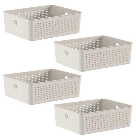 Imagem de 4X Cestos 5,4L Organizador Ou Flow Bege 9Cm X 22Cm X 27Cm