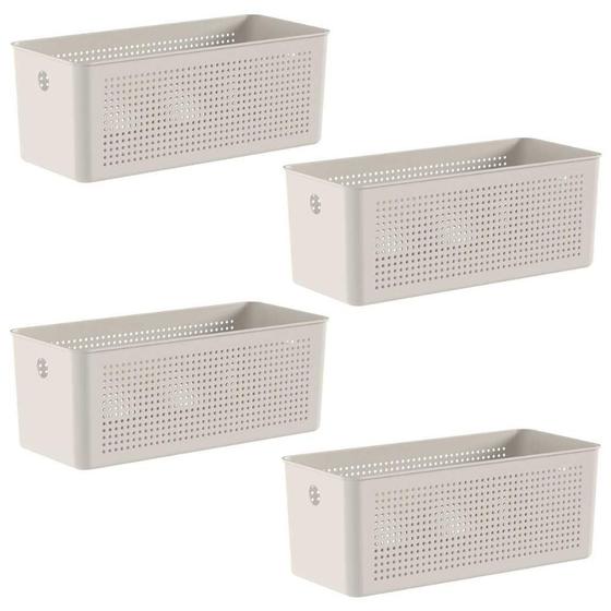 Imagem de 4X Cestos 6,6L Organizador Ou Flow Bege 13Cm X 15Cm X 34Cm