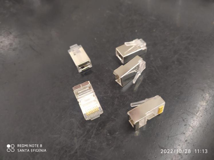 Imagem de 4x Conector Rj45 Cat6 Metalico Cabo