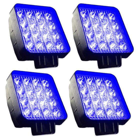 Imagem de 4X Farol Quadrado De Led Azul 16 Led 48W Pulverização Trator