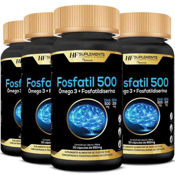 Imagem de 4x fosfatil 500 omega 3 fosfatidilserina 30caps hf suplement