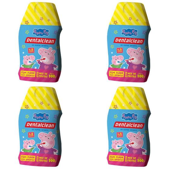 Imagem de 4X Gel Dental Infantil Peppa Pig Sem Fluor 100G -Dentalclean